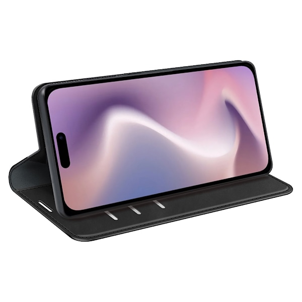 iPhone 16 Pro Fodral Flip Läder Svart