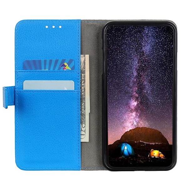Xiaomi Mi 10T / 10T Pro - Litchi Läder Fodral - Blå Blue Blå