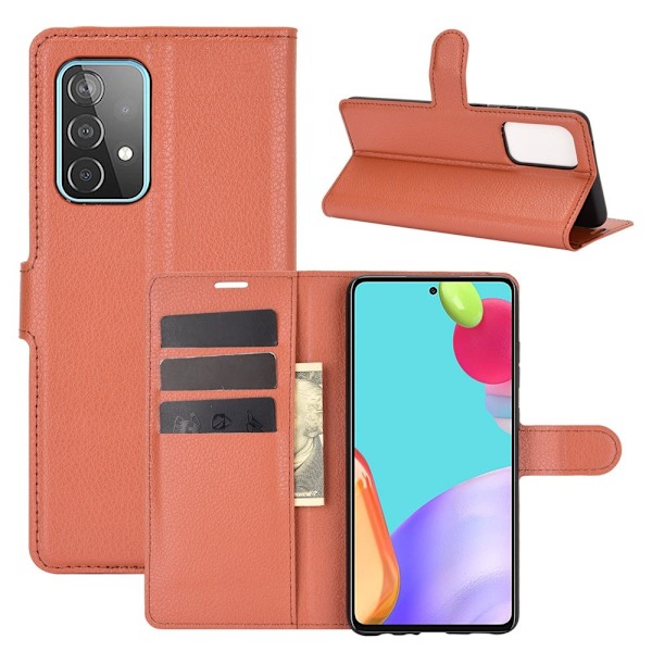 Samsung Galaxy A52 / A52s - Litchi Textur Fodral - Brun Brown Brun