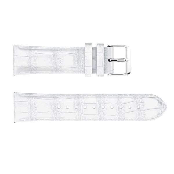 Äkta Läder Armband Krokodil Textur - Vit (22mm) White Vit (22mm)
