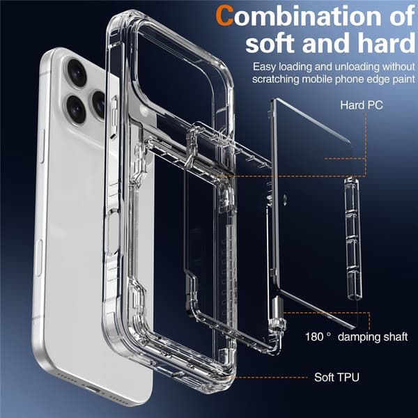 iPhone 17 Pro Max Skal Kickstand Med Kortfack Transparent