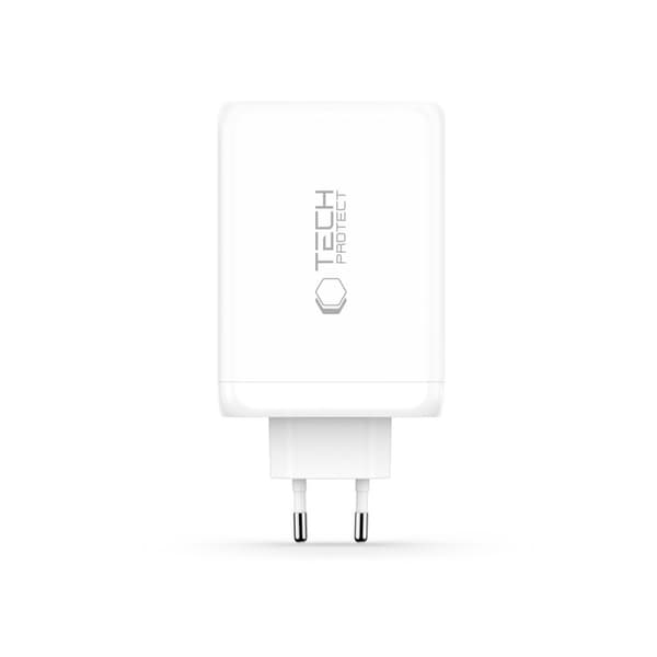 Tech-Protect 240W Väggladdare PD QC3.0 USB-C / USB-A Vit