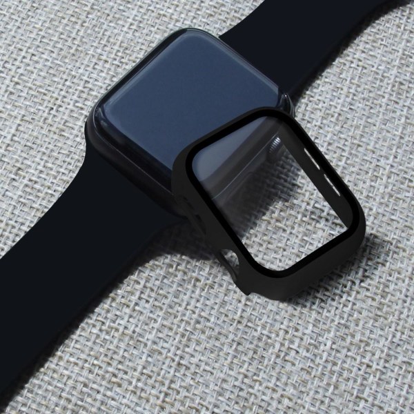 Härdat Glas Skydd Apple Watch 44 mm Svart Black Svart