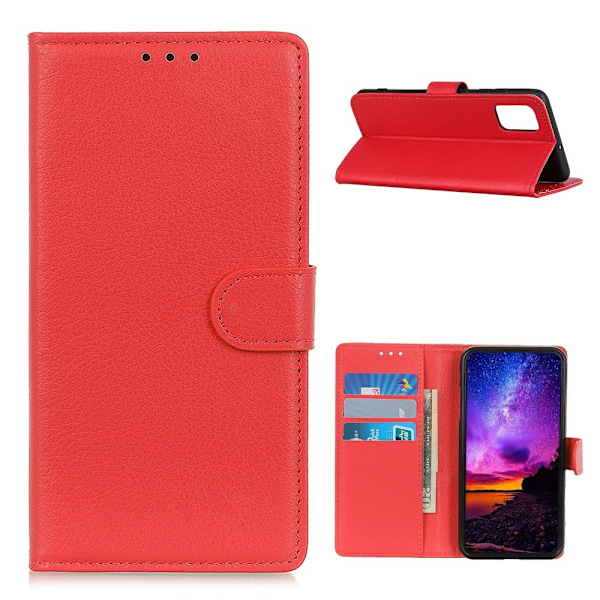 OnePlus 9 - Litchi Läder Fodral - Röd Red Röd