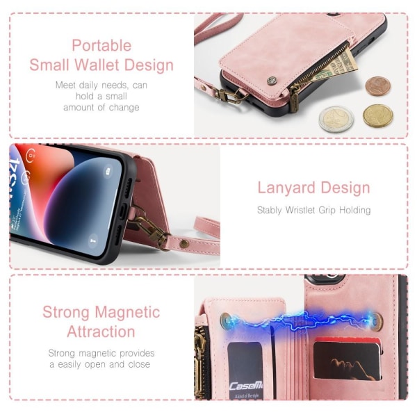 CASEME iPhone 15 Plus Skal RFID Med Plånbok Rosa
