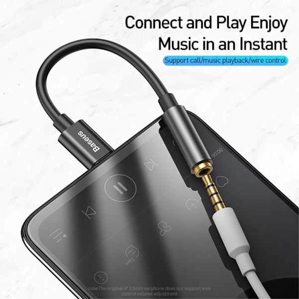 BASEUS USB-C till 3.5mm AUX Adapter, DAC Svart Black Svart