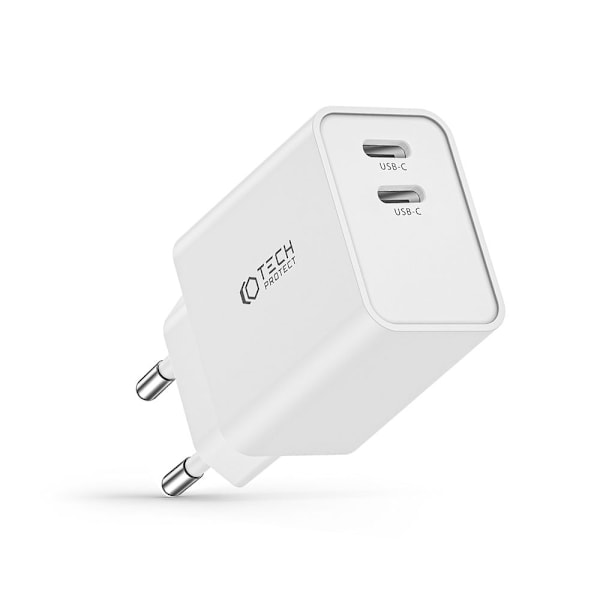 Tech-Protect 35W PD 2x USB-C Väggladdare Vit