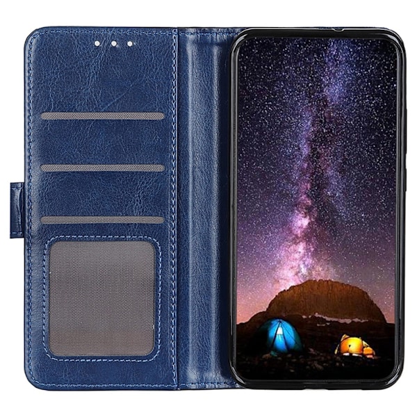 Galaxy S25 Plus / S24 Plus Fodral Crazy Horse Läder Blå