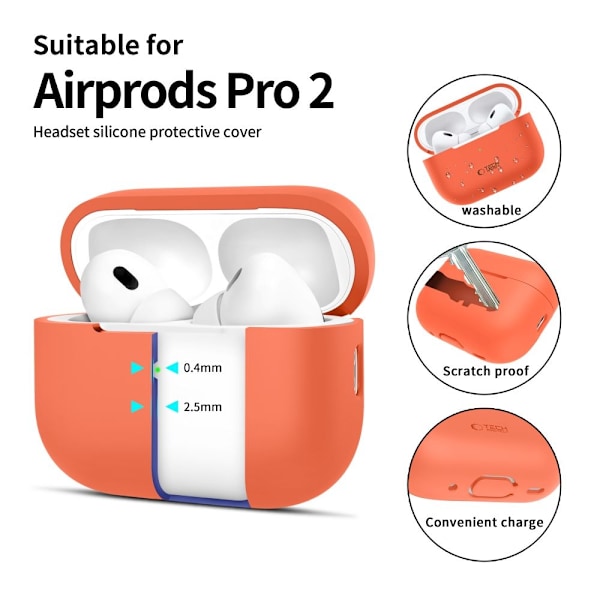 Tech-Protect AirPods Pro 1/2 Skal Silikon Neon Orange