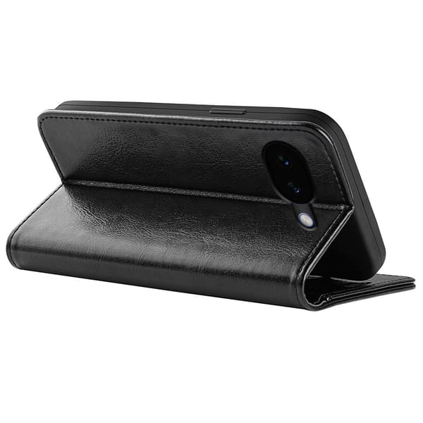 Google Pixel 10a Fodral Crazy Horse Läder Svart
