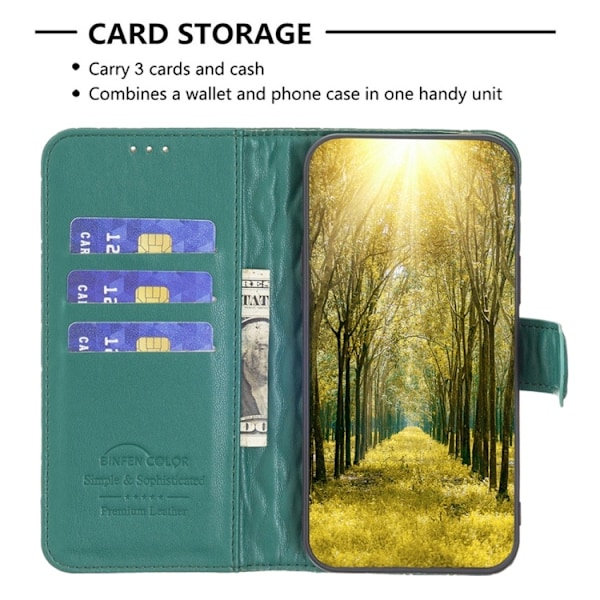 Motorola Moto E13 Fodral Diamond Läder Grön