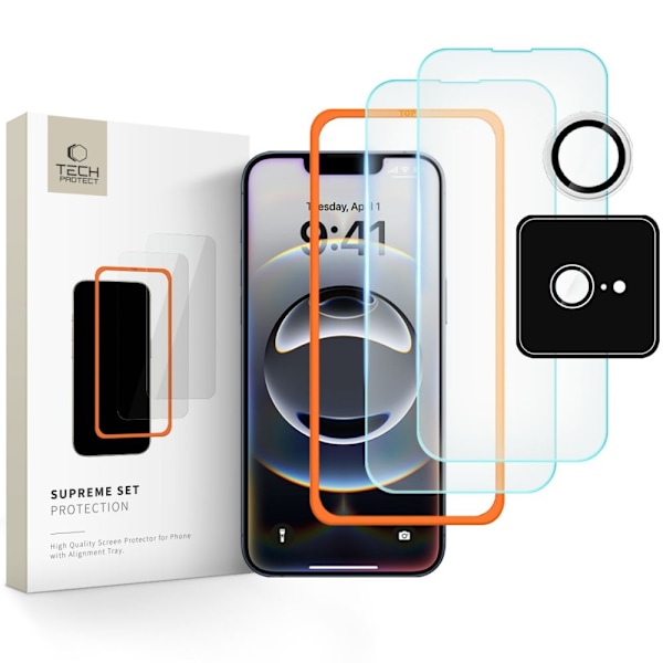 Tech-Protect iPhone 16e 3-PACK Skärmskydd / Linsskydd