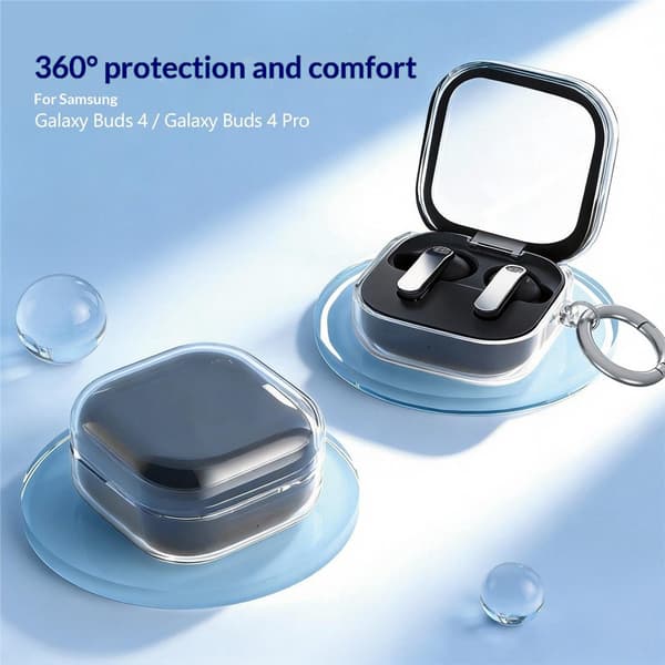 Galaxy Buds 4/4 Pro Skal Med Karbinhake TPU Transparent