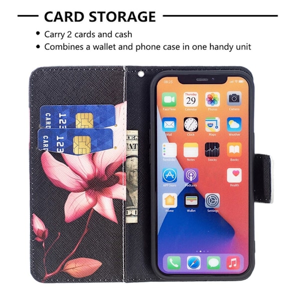 iPhone 15 Fodral Med Tryck Rosa Blomma