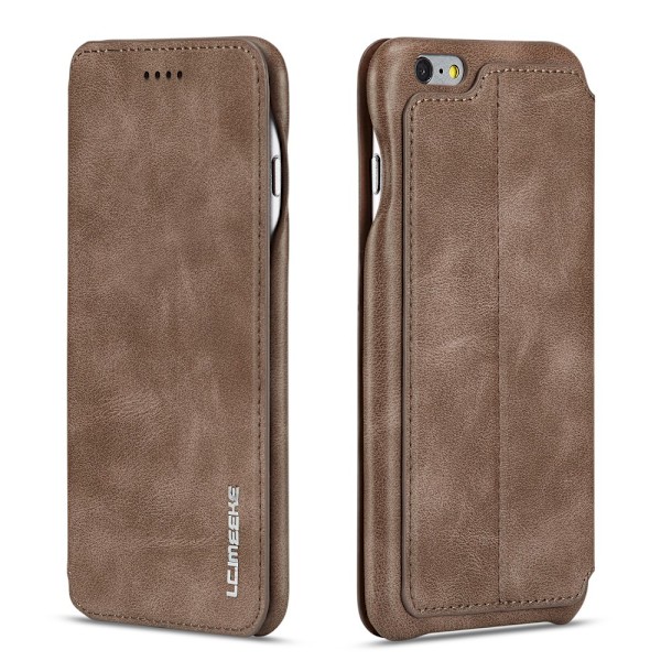 iPhone 6/6S - LC.IMEEKE Retro Läder Fodral - Brun Brown Brun
