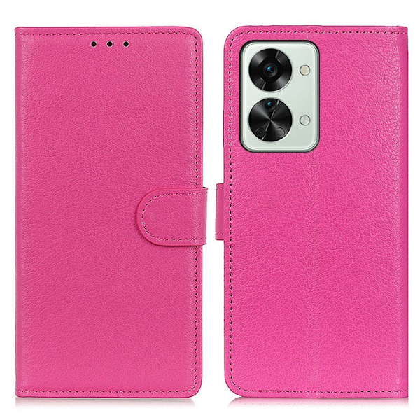 OnePlus Nord 2T 5G Fodral Litchi Läder Rosa
