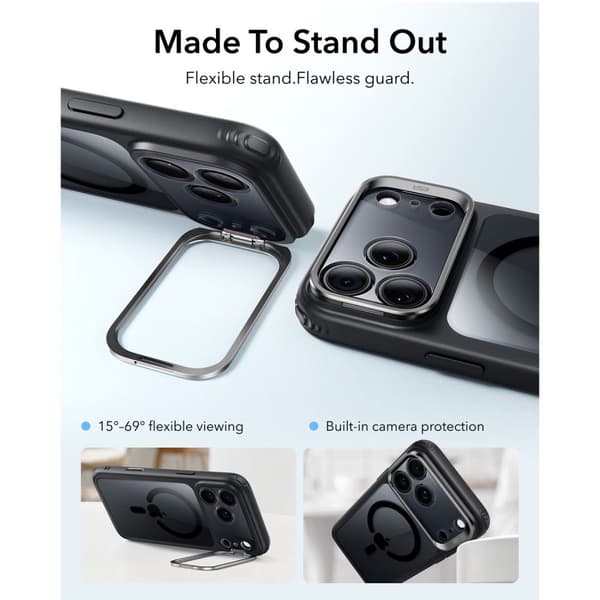 ESR iPhone 18 Pro / 17 Pro Skal MagSafe Hybrid Kickstand