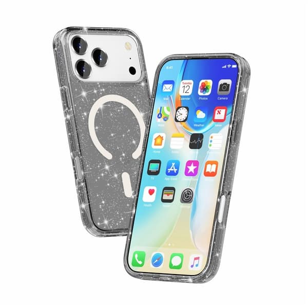 iPhone 17 Pro Max/18 Pro Max Skal MagSafe Glitter Svart