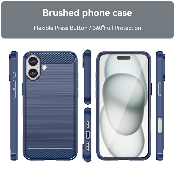 iPhone 16 Plus Skal Borstad Stål Mörk Blå