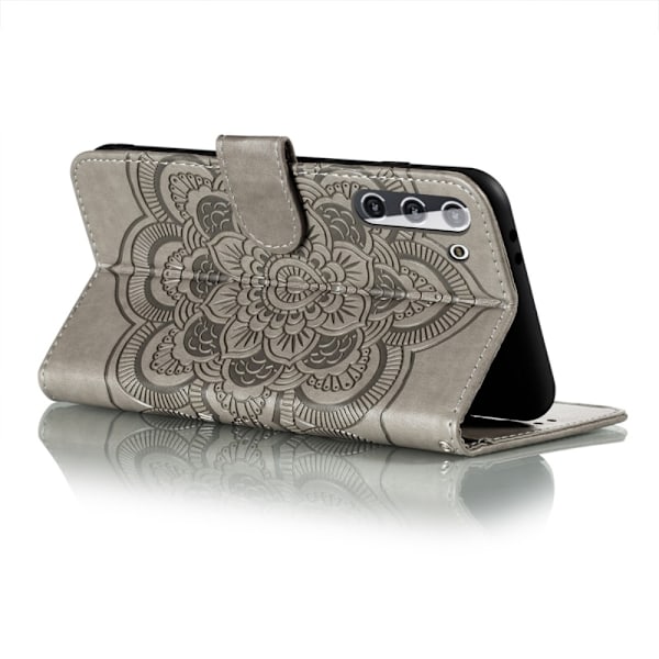 Samsung Galaxy S21 - Mandala Läder Fodral - Grå Grey Grå