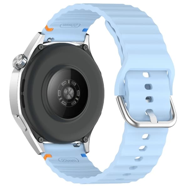 Klockarmband 22 mm Silikon Wave Design Ljus Blå