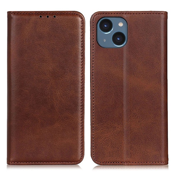 iPhone 15 Fodral Flip Split Läder Brun