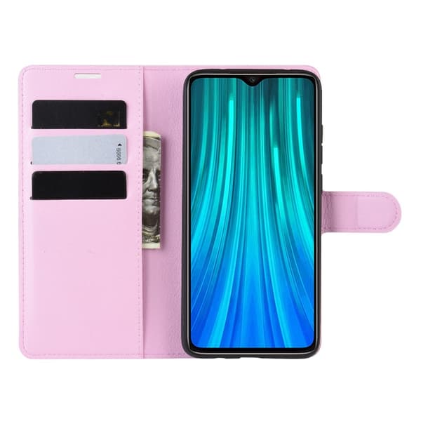 Xiaomi Redmi Note 8 Pro - Litchi Plånboksfodral - Ljus Rosa LightPink Ljus Rosa