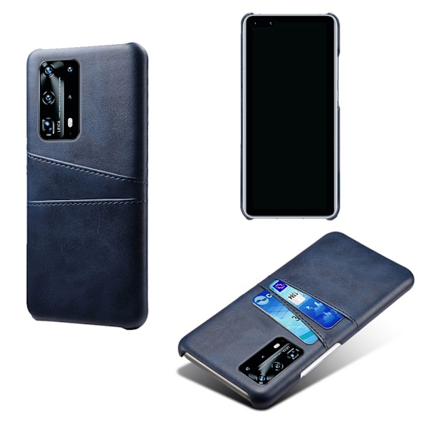 Huawei P40 - Skal med Kortfack - Mörk Blå DarkBlue Mörk Blå