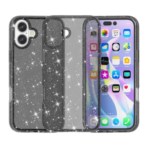 iPhone 17 Skal Hybrid Glitter Svart