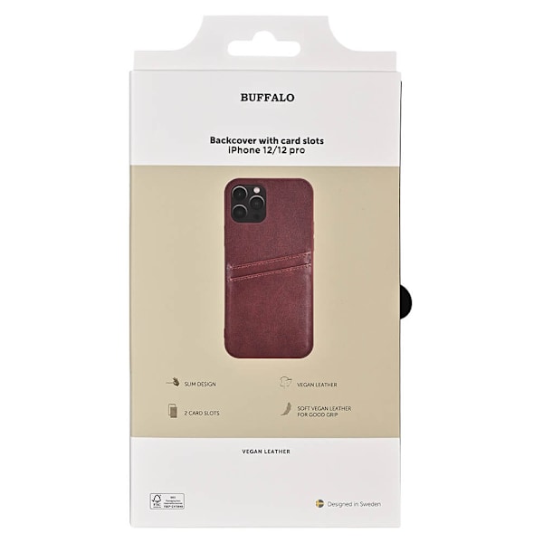 Buffalo iPhone 12 / 12 Pro Skal Läder Med 2 Kortfack Brun