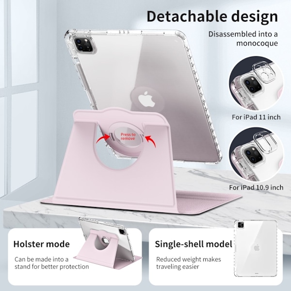 iPad Pro 11 2024 Fodral Hybrid Rotation Pennhållare Rosa