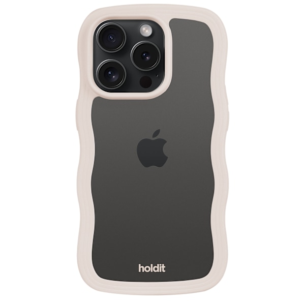 holdit iPhone 15 Pro Max Skal Wavy Light Beige Transparent