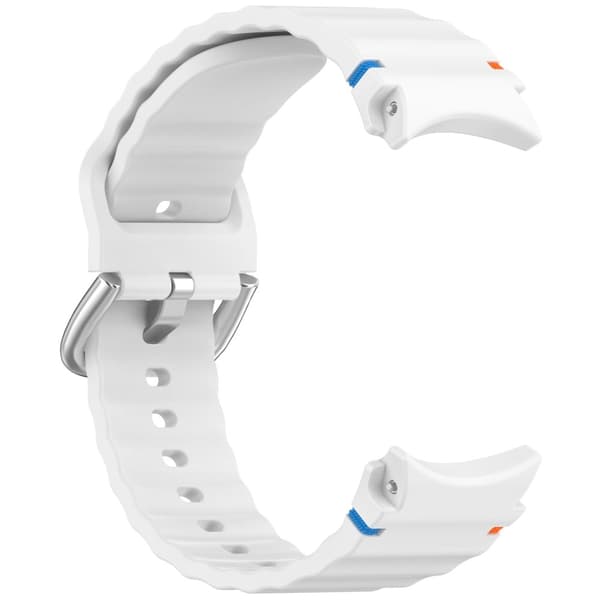 Galaxy Watch 5/5 Pro/6/7/FE Armband Silikon Wave Design Vit