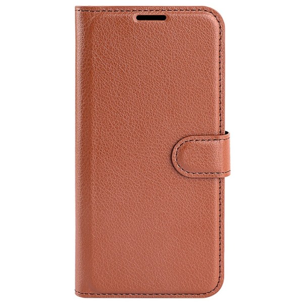 iPhone 16 Pro Max Fodral Litchi Läder Textur Brun