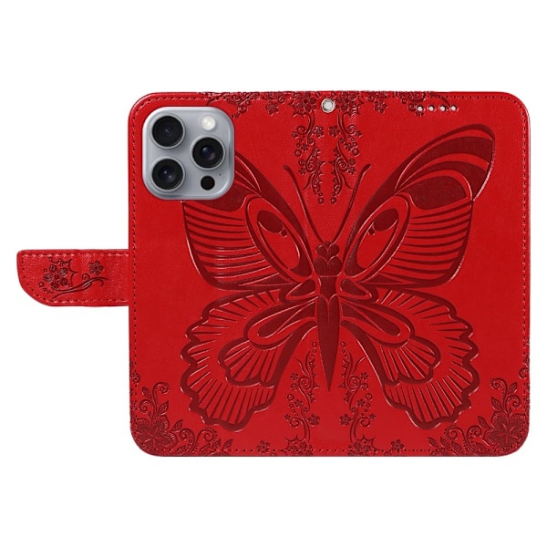 iPhone 16 Pro Max Fodral Fjäril Tryck Röd