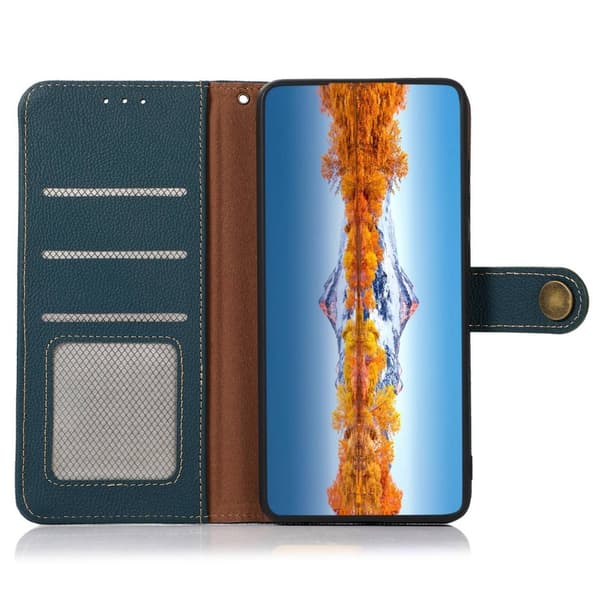 KHAZNEH iPhone 17e / 16e Fodral Äkta Läder Grön