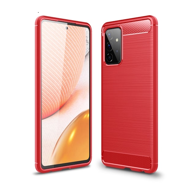 Samsung Galaxy A72 - Borstad Stål Textur Skal - Röd Red Röd