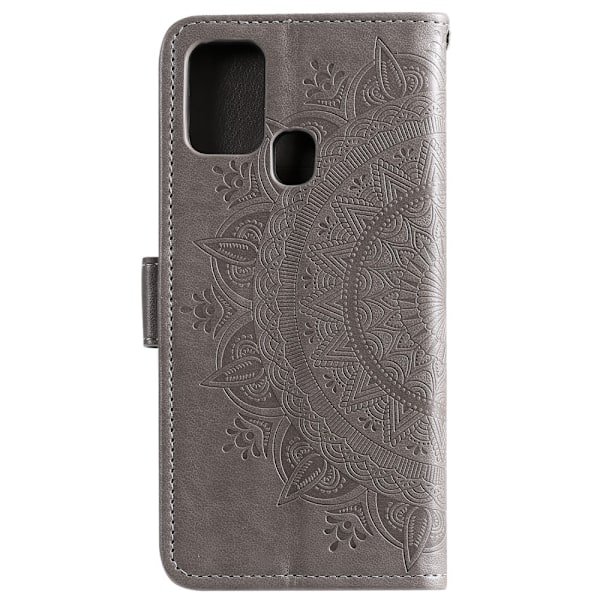 Samsung Galaxy A21s - Mandala Plånboksfodral - Grå Grey Grå