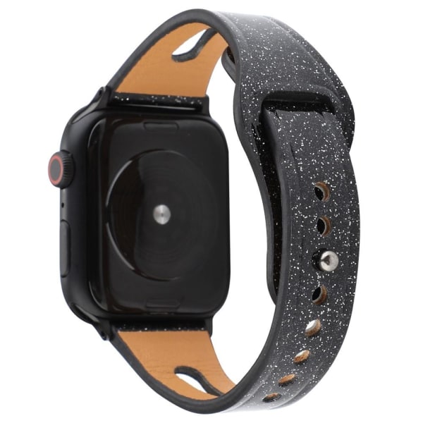 Äkta Läderarmband Apple Watch 41/40/38 mm - Svart Black Svart
