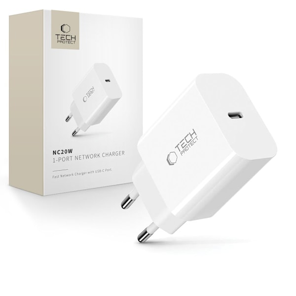 Tech-Protect 20W PD USB-C Väggladdare Vit
