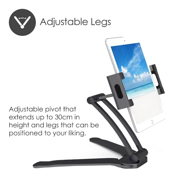 DESIRE2 Tablet-hållare 2-i-1 XL Vägg och Bärbar upp till 12,9" Svart