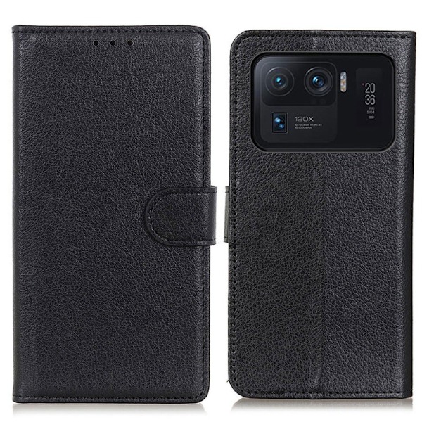 Xiaomi Mi 11 Ultra - Litchi Läder Fodral - Svart Black Svart
