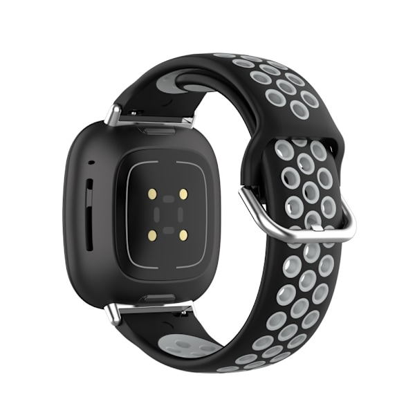 Silikon Träningsarmband Armband Versa 3/Fitbit Sense - Svart/Grå Svart/Grå Svart/Grå