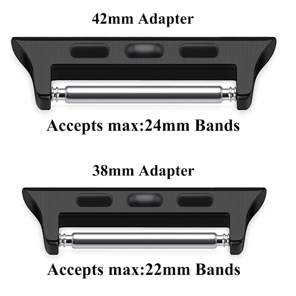 Spring Bar Fästen till Apple Watch 42/44/45/49 mm Svart Black Svart