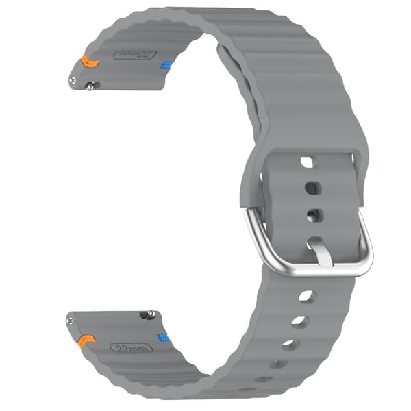 Klockarmband 22 mm Silikon Wave Design Mörk Grå