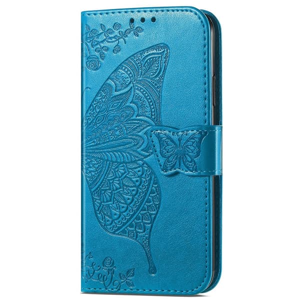 iPhone 15 Plus Fodral Med Fjäril Tryck Blå