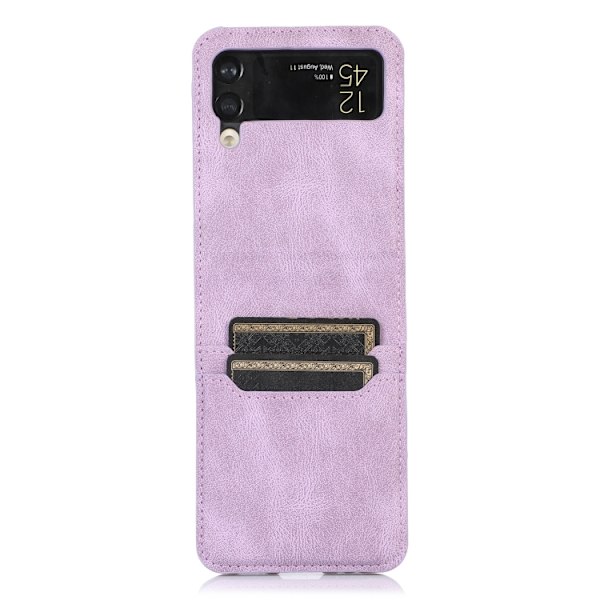 Samsung Galaxy Z Flip 4 Skal Läder Kortfack Lila