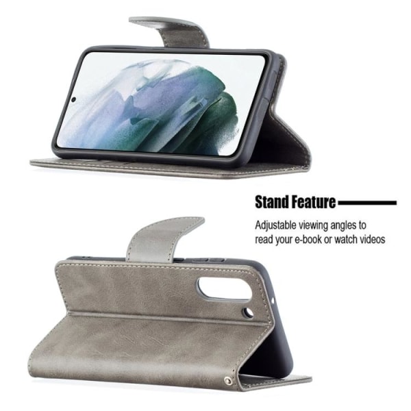 Samsung Galaxy S21 FE Fodral Solid Shark Läder Grå