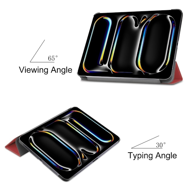 iPad Pro 11 2024 Fodral Tri-Fold Vinröd