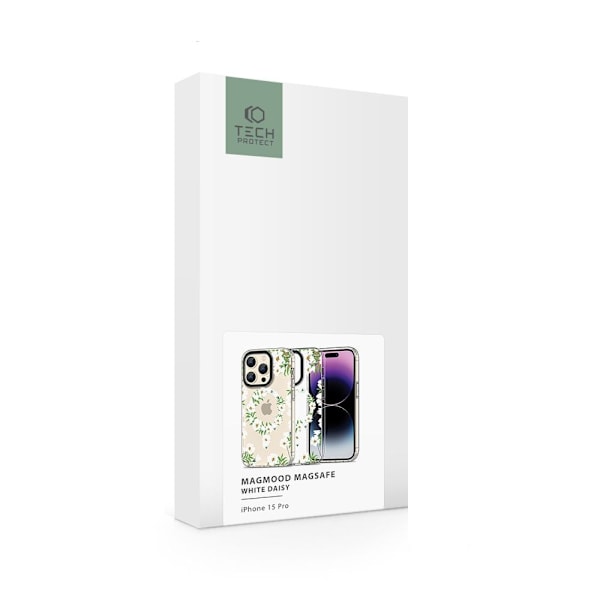 Tech-Protect iPhone 15 Pro Skal MagSafe MagMood White Daisy